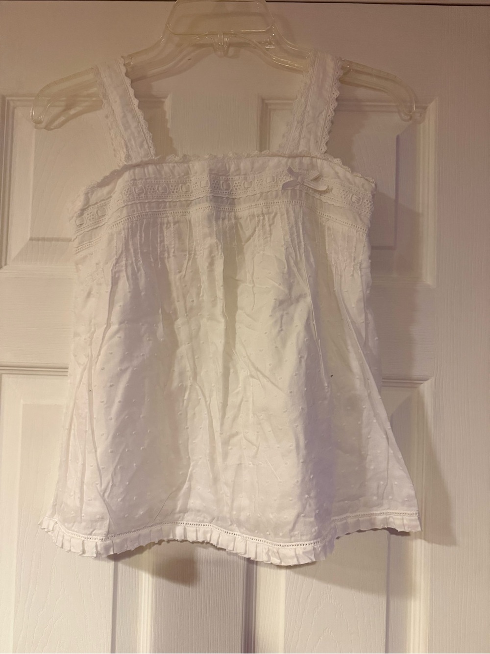 White Eyelet Cotton Tank Top